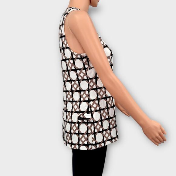 Trina Turk Danie Sleeveless Jacquard Top Size S Structured Woven Geometric Print - Picture 9 of 13